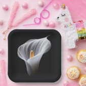 Assiettes En Carton Lys Calla Blanc Sur Noir (Fête)