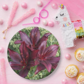 Assiettes En Carton Lys d'Asie rouge foncé Floral (Fête)