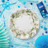 Assiettes En Carton Lys de Pâques blancs (Fête)