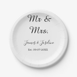 Assiettes En Carton M. et Mme ajoutent le nom est. Date année couple m
