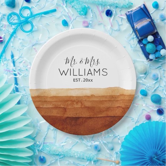 Assiettes En Carton M. et Mme Boho Aquarelle Désert Abstrait (Fête)