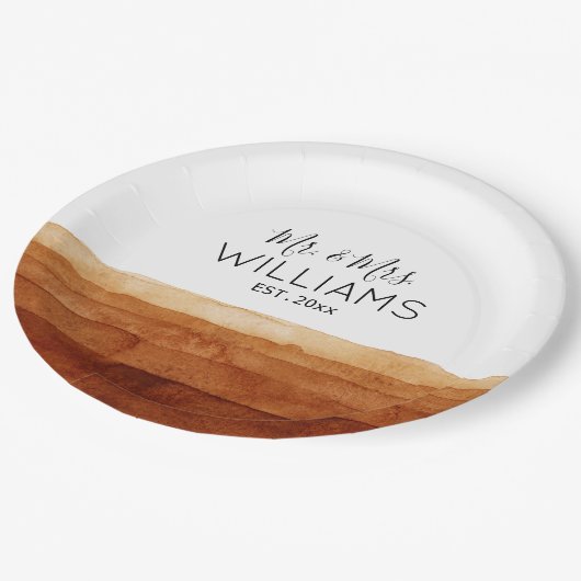 Assiettes En Carton M. et Mme Boho Aquarelle Désert Abstrait (Angle)