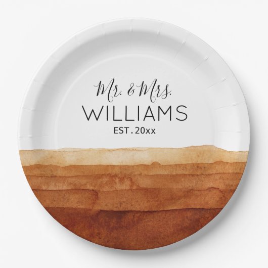 Assiettes En Carton M. et Mme Boho Aquarelle Désert Abstrait (Devant)