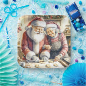 Assiettes En Carton M. et Mme Claus Baking Cookies Custom Christmas (Fête)