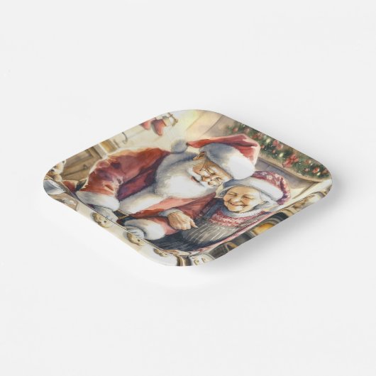 Assiettes En Carton M. et Mme Claus Baking Cookies Custom Christmas (Angulaire)