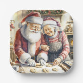 Assiettes En Carton M. et Mme Claus Baking Cookies Custom Christmas (Recto)