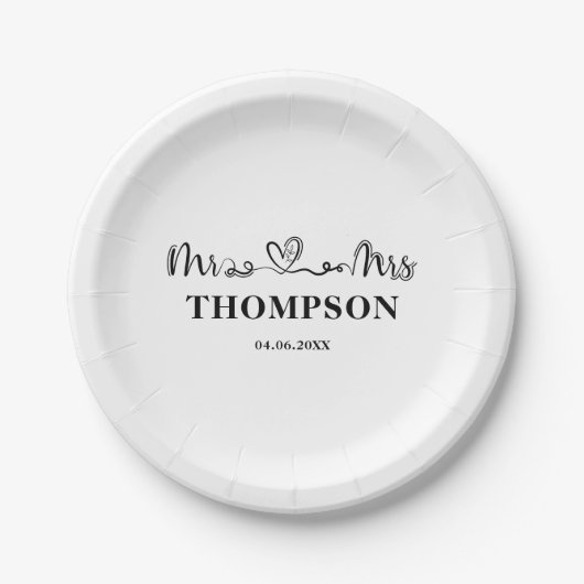 Assiettes En Carton M. et Mme Elegant Simple | Blanc (Devant)