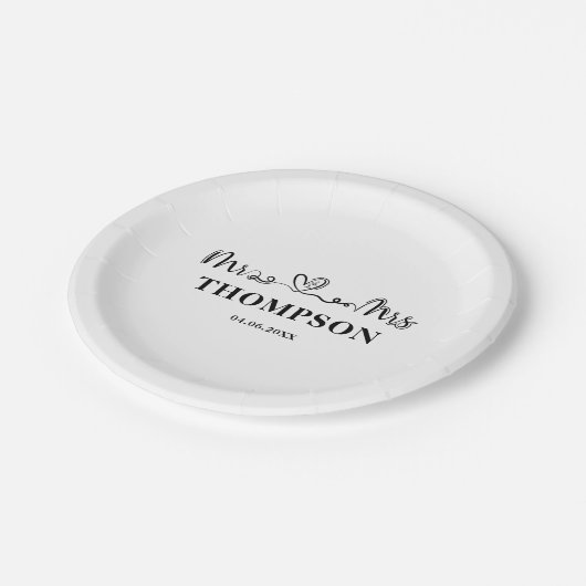 Assiettes En Carton M. et Mme Elegant Simple | Blanc (Angle)