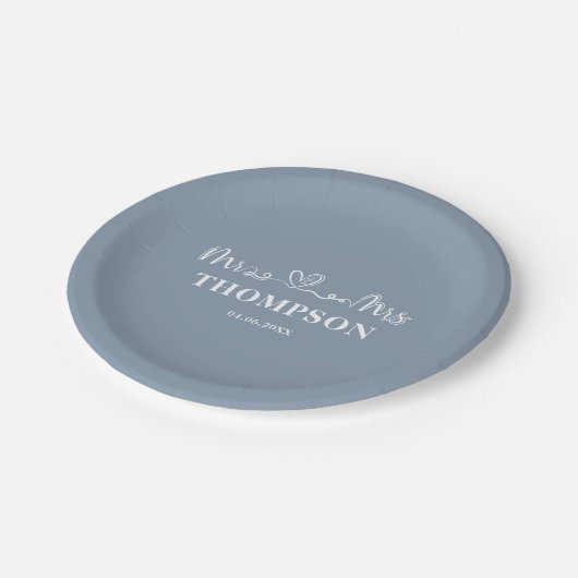 Assiettes En Carton M. et Mme Elegant Simple | Dusty Blue (Angle)