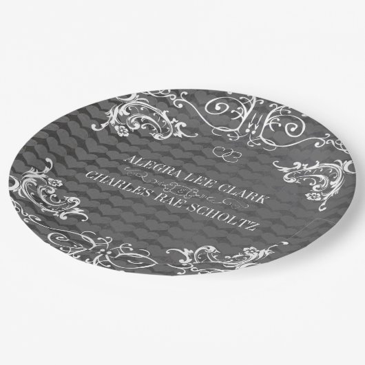 Assiettes En Carton M. et Mme Heart Motif Chalkboard Style (Angle)