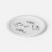 Assiettes En Carton M. et Mme Modern Script Mariage blanc (Angle)