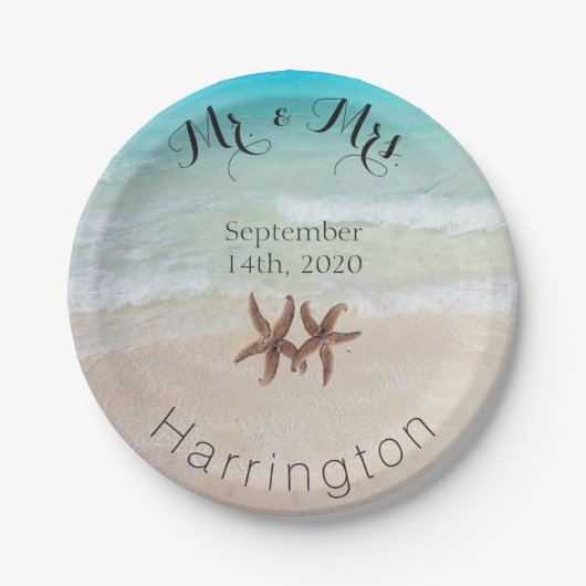 Assiettes En Carton M. et Mme Starfish Beach Plaques en papier de mari (Devant)