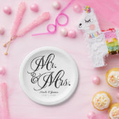 Assiettes En Carton M. & Mme Black White Mariage Engagement Party (Fête)