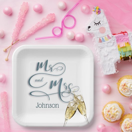 Assiettes En Carton M. & Mme Champagne Toast (Fête)