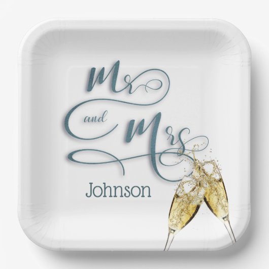 Assiettes En Carton M. & Mme Champagne Toast (Recto)