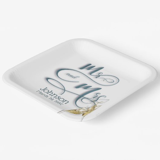 Assiettes En Carton M. & Mme Champagne Toast (Angulaire)