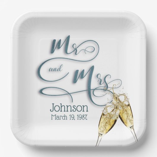 Assiettes En Carton M. & Mme Champagne Toast (Recto)