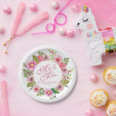 Assiettes En Carton M. & Mme Elegant Floral Mariage | Plaque de papier (Fête)