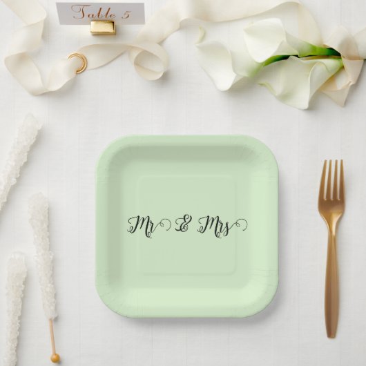 Assiettes En Carton M. & Mme Green (Mariage)