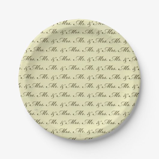 Assiettes En Carton M. & Mme Mariage mariée élégante et mariée (Devant)