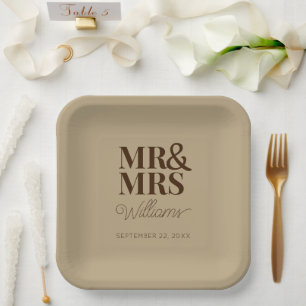 Assiettes En Carton M. & Mme Minimal Simple Moderne jetable