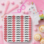 Assiettes En Carton M. & Mme Mustache & Lèvres Plaques en papier (Fête)