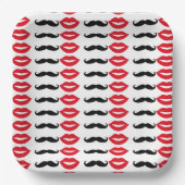 Assiettes En Carton M. & Mme Mustache & Lèvres Plaques en papier (Recto)