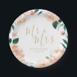 Assiettes En Carton M. & Mme Romantic mariage floral de pêche de jardi<br><div class="desc">Lettres Mr & Mrs entourées d'aquarelle pêche florale et botanique verdure,  élégante et romantique,  idéal pour mariage moderne,  mariage romantique,  mariage de jardin botanique au printemps et en été. Voir toutes les pièces correspondantes dans la collection.</div>