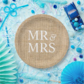 Assiettes En Carton M. & Mme Rustic Burlap Mariage Simple (Fête)