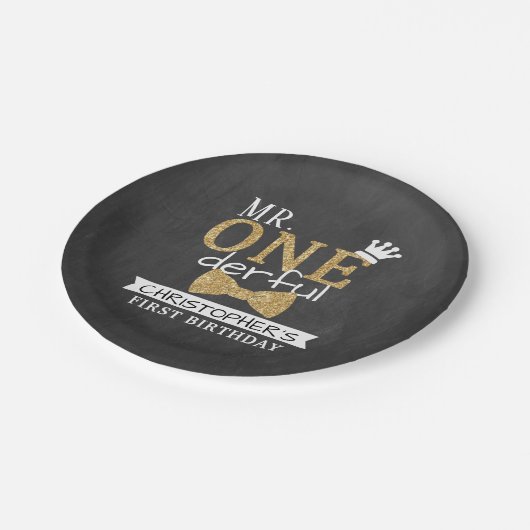 Assiettes En Carton M. ONEderful 1er anniversaire (Angle)