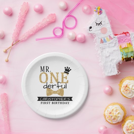 Assiettes En Carton M. ONEderful 1er anniversaire (Fête)