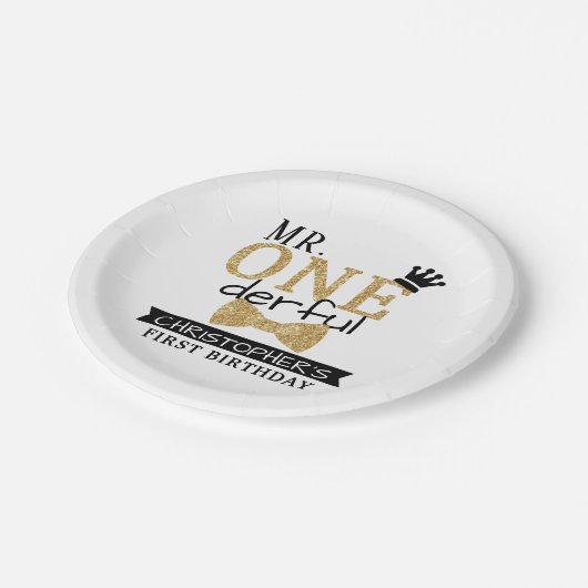 Assiettes En Carton M. ONEderful 1er anniversaire (Angle)