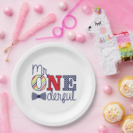 Assiettes En Carton M. ONEderful Birthday Party - Plaques papier 9" (Fête)