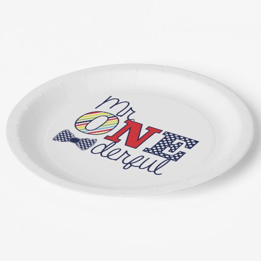 Assiettes En Carton M. ONEderful Birthday Party - Plaques papier 9" (Angle)