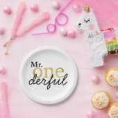 Assiettes En Carton M. Onederful Black and Gold Party Plaques (Fête)