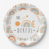 Assiettes En Carton M. Onederful Boho Arc-en-ciel Premier anniversaire (Devant)