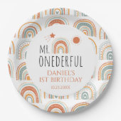 Assiettes En Carton M. Onederful Boho Arc-en-ciel Premier anniversaire (Devant)
