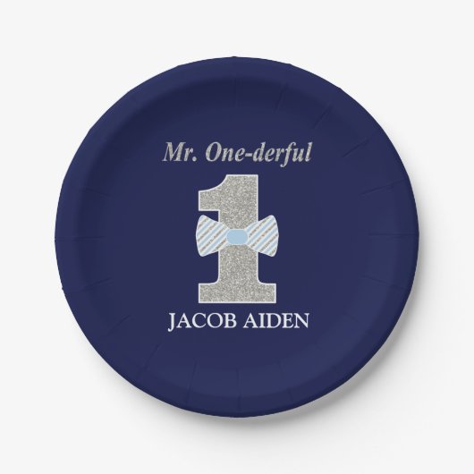 Assiettes En Carton M. ONEderful Custom Paper Plates 7" (Devant)