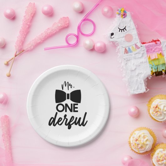 Assiettes En Carton M. ONEderful M. Wonderful Premier 1er anniversaire (Fête)