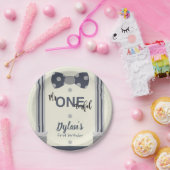 Assiettes En Carton M. Onederful marine et gray bow cravate (Fête)