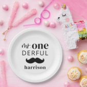 Assiettes En Carton M. Onederful Name avec Moustache (Fête)