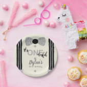 Assiettes En Carton M. Onederful noir et argent arc cravate (Fête)