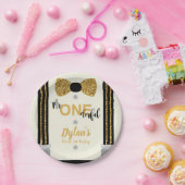 Assiettes En Carton M. Onederful noir et or arc cravate (Fête)