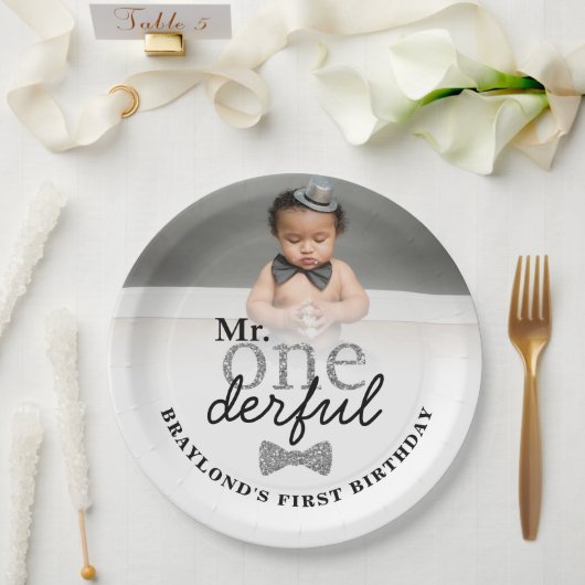 Assiettes En Carton M. Onederful Silver Plaques de papier d'anniversai (Mariage)