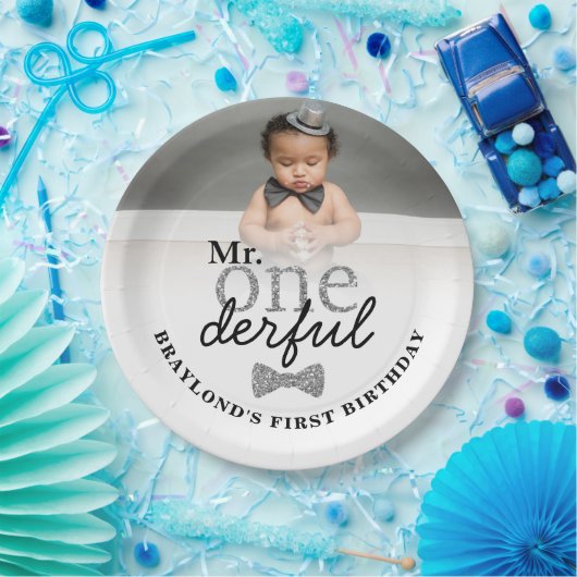 Assiettes En Carton M. Onederful Silver Plaques de papier d'anniversai (Fête)