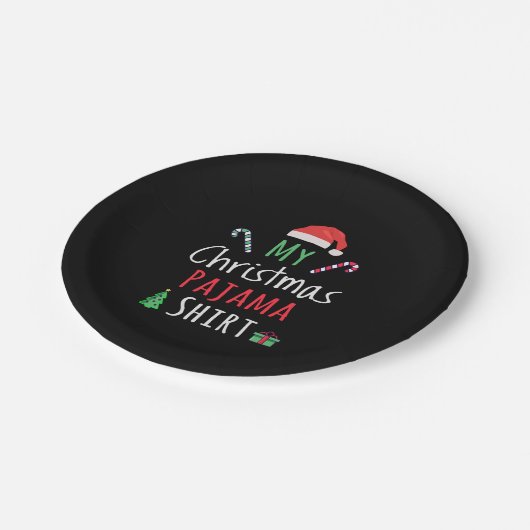 Assiettes En Carton Ma chemise en pyjama de Noël (Angle)