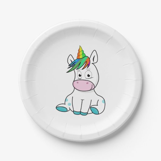 Assiettes En Carton Ma petite licorne mignonne (Devant)