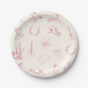 Assiettes En Carton Ma Première Cowgirl Rose Vacherin Anniversaire Wes