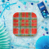 Assiettes En Carton MAC BAIN TARTAN Carré Plaques papier (Fête)