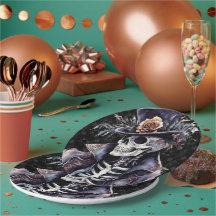 Macabre Orange & Purple Aquarelle Squelette